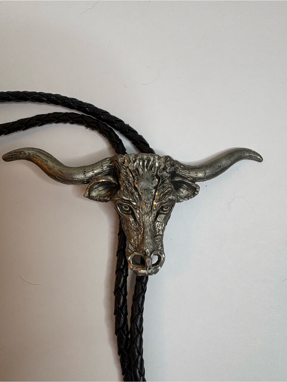 Silver Longhorn Bull Bolo Tie by Ege Leather Band Western Cowboy Cowgirl
